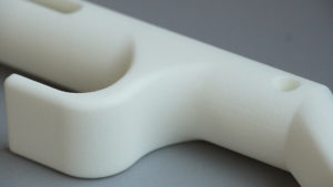 Unbehandeltes SLS 3D Druck Bauteil in weiß